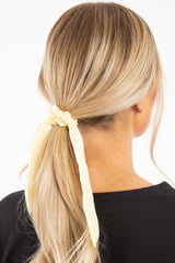 Yellow Bow Detail Scrunchy - Cattie-Hair