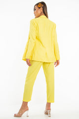 Yellow Button Front Blazer Belted Trousers Suit Co-Ord - Millie-Co-ords