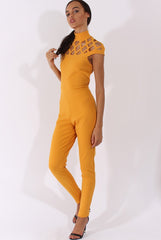 Yellow Cage Detail Jumpsuit - Aurelia-Jumpsuits