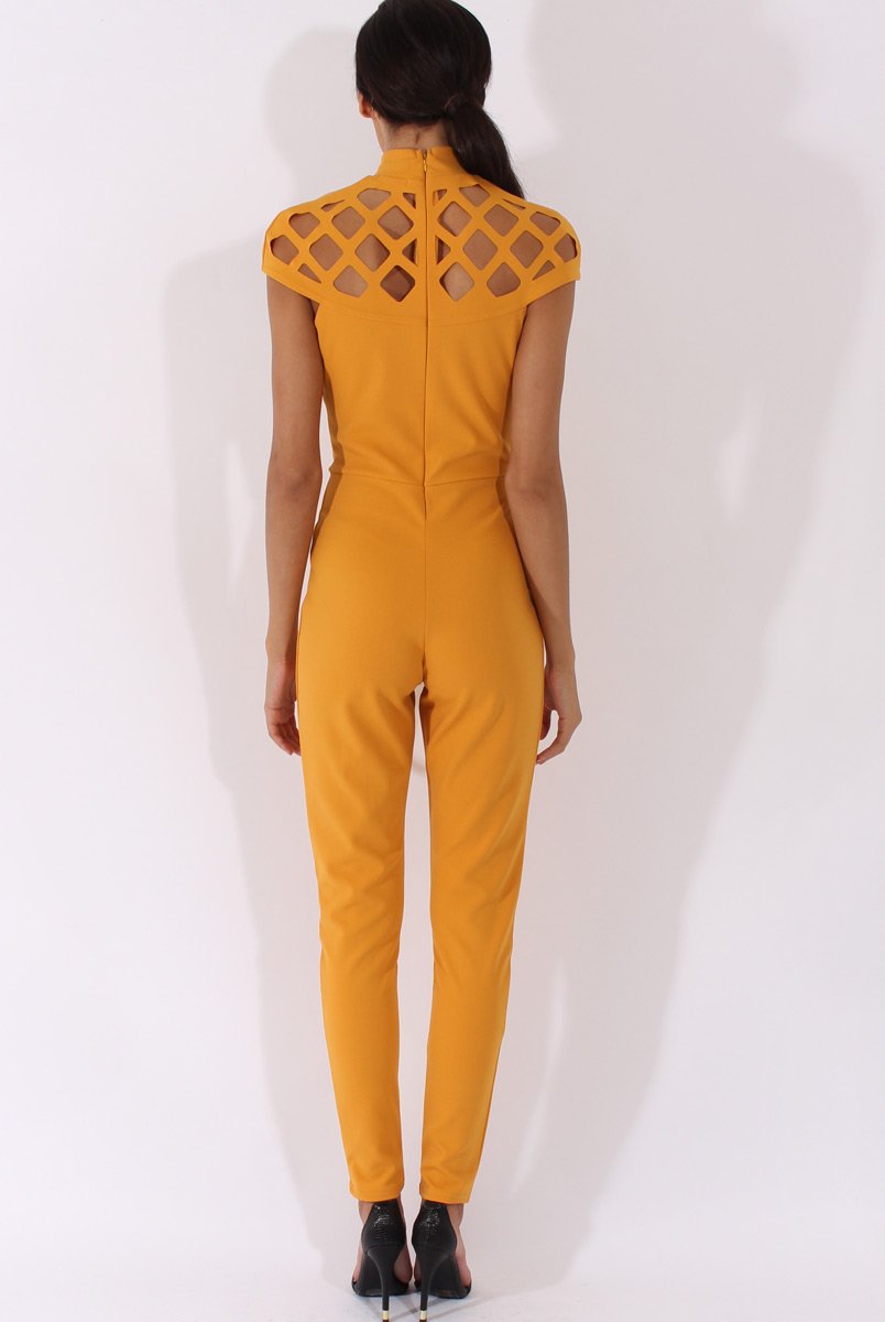 Yellow Cage Detail Jumpsuit - Aurelia-Jumpsuits