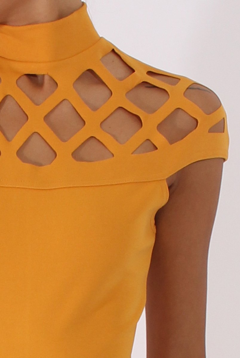 Yellow Cage Detail Jumpsuit - Aurelia-Jumpsuits