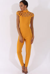 Yellow Cage Detail Jumpsuit - Aurelia-Jumpsuits