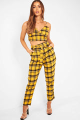 Yellow Check Bralet And Belted Trouser Co-ord - Brilyn-Co-ords
