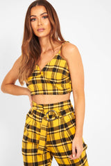 Yellow Check Bralet And Belted Trouser Co-ord - Brilyn-Co-ords