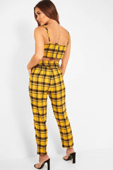 Yellow Check Bralet And Belted Trouser Co-ord - Brilyn-Co-ords
