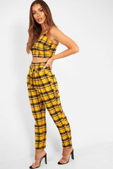 Yellow Check Bralet And Belted Trouser Co-ord - Brilyn-Co-ords