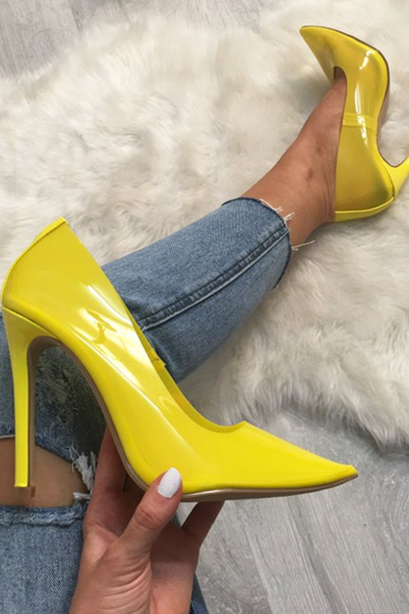 Yellow Clear Court Shoe - Aiko-Heels