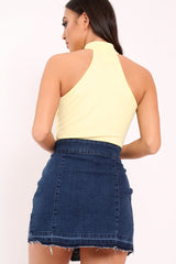 Yellow Contrast Zip Front Bodysuit - Odine-Bodysuits