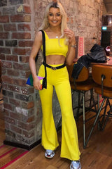 Yellow Crop Top and Trousers Co-ord Set - Kimmy-Co-ords