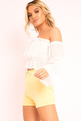 Yellow Denim Mom Fit Shorts - Moxie-Shorts