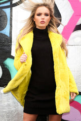 Yellow Faux Fur Coat - Kinleigh-Coats