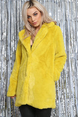 Yellow Faux Fur Coat - Kinleigh-Coats