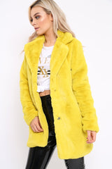 Yellow Faux Fur Coat - Kinleigh-Coats