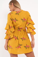 Yellow Floral Button Up Dress - Jenine-Dresses