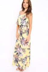 Yellow Floral Cami Maxi Dress - Kemmy-Dresses