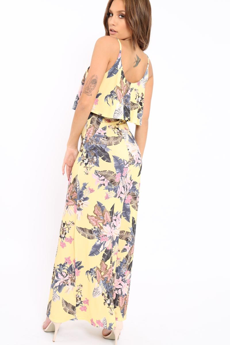 Yellow Floral Cami Maxi Dress - Kemmy-Dresses