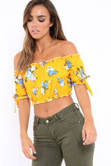 Yellow Floral Frill Gypsy Top - Maysia-Crop Tops