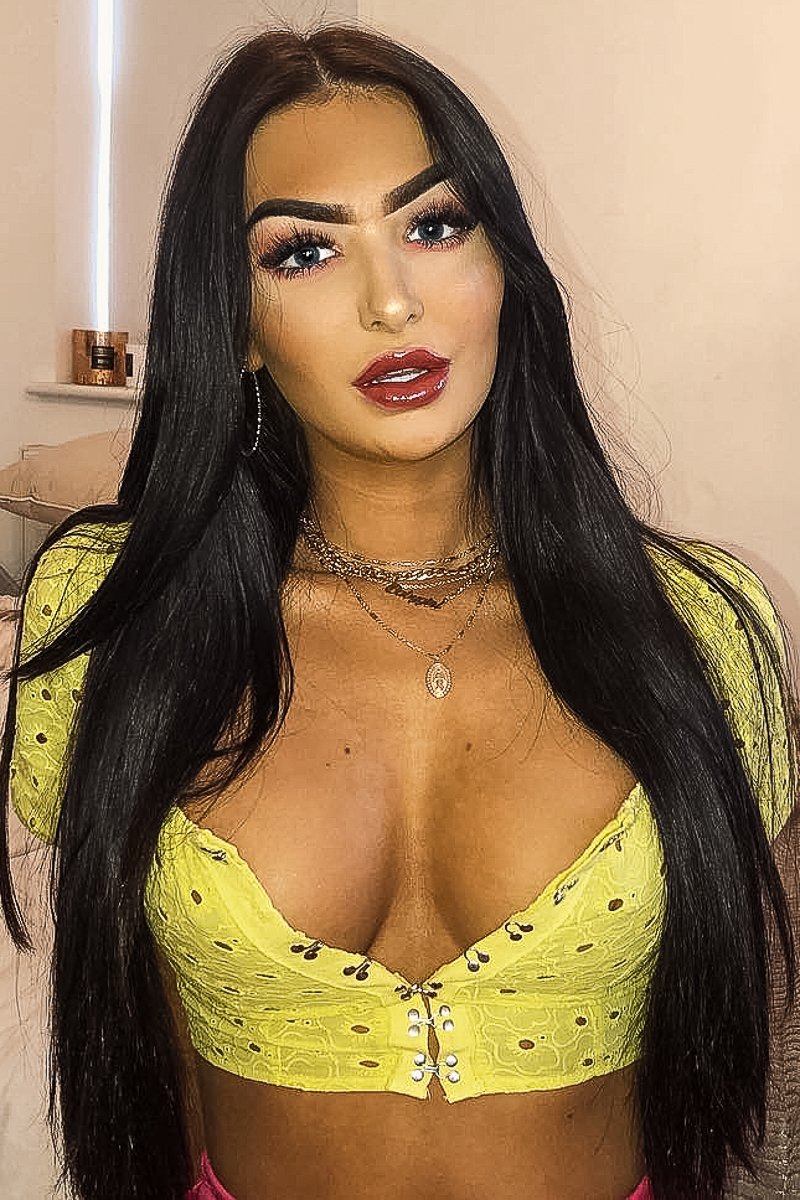 Yellow Floral Hook And Eye Puff Sleeve Crop Top - Libbie-Crop Tops