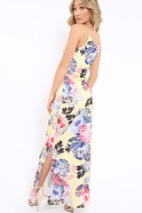 Yellow Floral Print Maxi Dress - Karin-Dresses