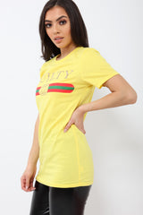 Yellow Guilty Slogan T-shirt - Ava-Tops