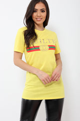Yellow Guilty Slogan T-shirt - Ava-Tops