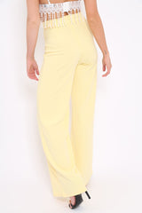 Yellow High Waist Flare Trousers -Tisha-Trousers