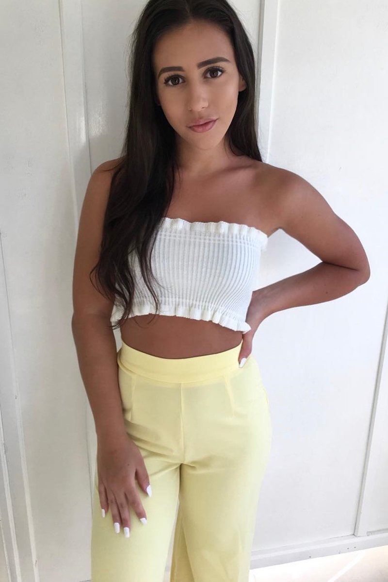 Yellow High Waist Flare Trousers -Tisha-Trousers