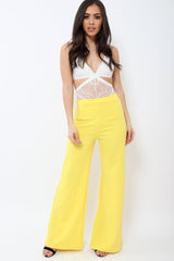 Yellow High Waisted Flare Trousers - Kym-Trousers