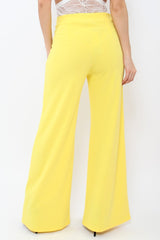 Yellow High Waisted Flare Trousers - Kym-Trousers
