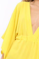 Yellow Kimono Plunge Playsuit - Alisa-Playsuits