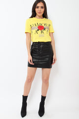 Yellow L'amour Paris Rose Slogan T-shirt - Marissa-T-shirt