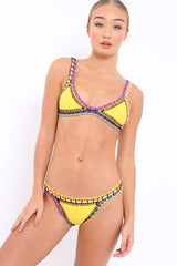 Yellow Multi Colour Stitch Bikini - Emmi-Bikinis