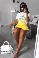 Yellow PU Faux Croc Wrap Over Skirt - Enessa-Skirts