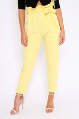 Yellow Paper Bag Tie Waist Cigarette Trousers - Karmen-Trousers