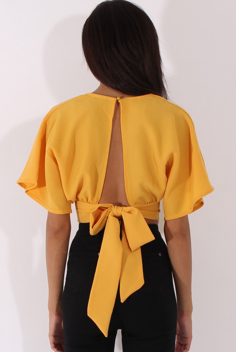 Yellow Plunge Crop Top - Suzanne-Crop Tops