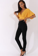 Yellow Plunge Crop Top - Suzanne-Crop Tops