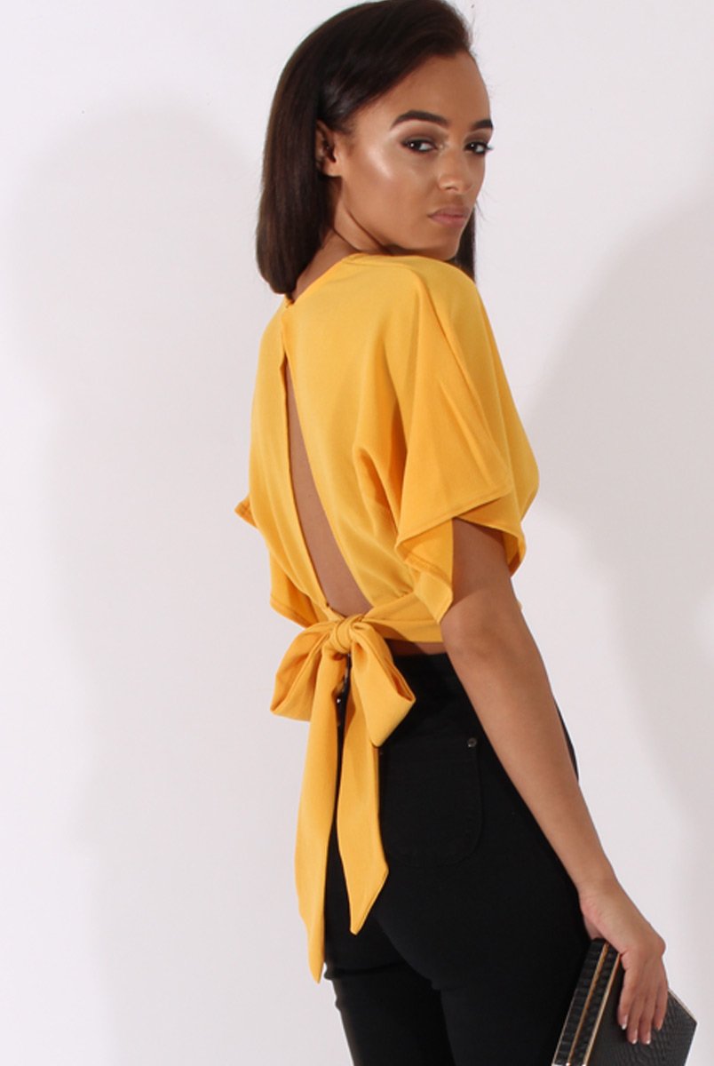 Yellow Plunge Crop Top - Suzanne-Crop Tops