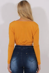 Yellow Plunge Drawstring Crop Top - Aggie-Crop Tops