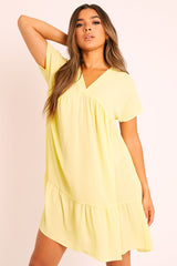 Yellow Plunge Smock Dress - Cambriella-Dresses