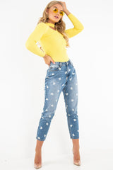 Yellow Rib Knit Choker Cut Out Jumper - Jamisen-Jumper