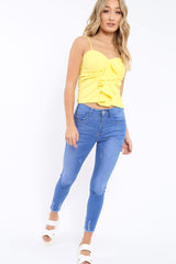Yellow Ruffle Front Cami Top - Alanna-Tops