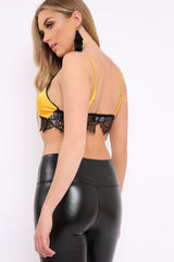 Yellow Satin and Lace Harness Bralet - Leelee-Bralets