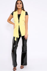 Yellow Sleeveless Tie Waist Blazer - Tonia-Jackets
