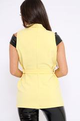 Yellow Sleeveless Tie Waist Blazer - Tonia-Jackets