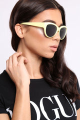 Yellow Slight Cat Eye Rounded Frame Sunglasses - Kina-Sunglasses