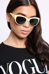 Yellow Slight Cat Eye Rounded Frame Sunglasses - Kina-Sunglasses