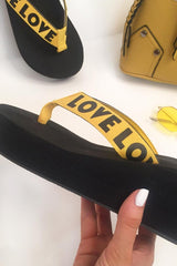 Yellow Slogan tape Platform Flip Flops - Zyriana-Sandals