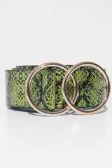 Yellow Snake Print Circle Buckle Belt - Jaley-Belts