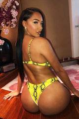 Yellow Snake Print Underwire Bikini - Curie-Swimsuits