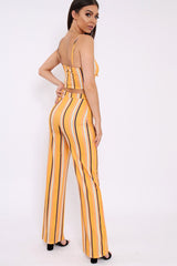 Yellow Stripe Crop Top And Trousers Co-Ord - Annabella-Co-ords